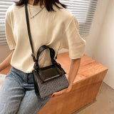 Plaid Crossbody Handbag Totes Women Casual PU Leather Shoulder Purse