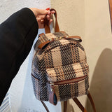 Retro Plaid Mini Single Women Summer Style One-shoulder Bag Soft Travel Schoolba