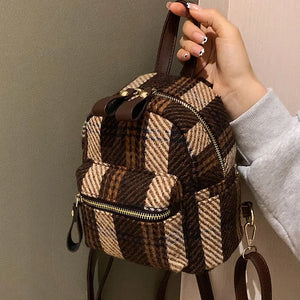 Retro Plaid Mini Single Women Summer Style One-shoulder Bag Soft Travel Schoolba