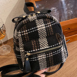 Retro Plaid Mini Single Women Summer Style One-shoulder Bag Soft Travel Schoolba