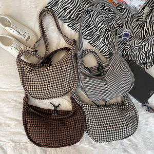 Retro Plaid Crossbody Bag Street Shoulder Bag for Women