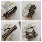 Retro Plaid Women Hobos Handbags Houndstooth Female Underarm Bag
