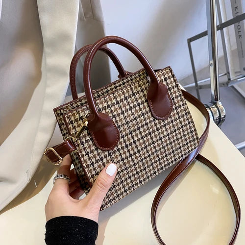 Plaid Pattern Women Messenger Bag Small Tote Shoulder Bags Clutch Purse Handbags