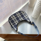 Plaid Women's Shoulder Messenger Bag Half Moon Small Tote Purse Handbags