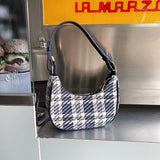 Plaid Women's Shoulder Messenger Bag Half Moon Small Tote Purse Handbags