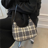 Plaid Women's Hobo Underarm Bag Small Shoulder Bags Mini Tote Purse Handbag