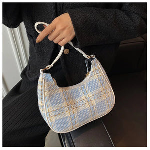 Plaid Women's Hobo Underarm Bag Small Shoulder Bags Mini Tote Purse Handbag