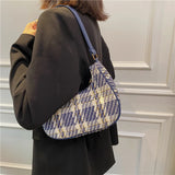 Plaid Women's Hobo Underarm Bag Small Shoulder Bags Mini Tote Purse Handbag