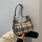 Plaid Women's Hobo Underarm Bag Small Shoulder Bags Mini Tote Purse Handbag