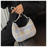 Plaid Women's Hobo Underarm Bag Small Shoulder Bags Mini Tote Purse Handbag