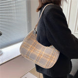 Plaid Women's Hobo Underarm Bag Small Shoulder Bags Mini Tote Purse Handbag
