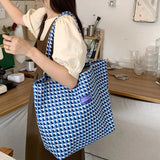 Plaid Women's Woolen Shoulder Bag Large Capacity Handbag