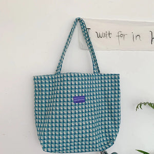 Plaid Women's Woolen Shoulder Bag Large Capacity Handbag