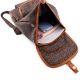 Retro Print PU Leather Backpack - Anti Theft & Water Repellent