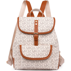 Retro Print PU Leather Backpack - Anti Theft & Water Repellent