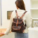 Retro Print PU Leather Backpack - Anti Theft & Water Repellent