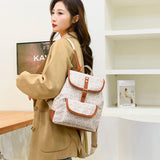 Retro Print PU Leather Backpack - Anti Theft & Water Repellent