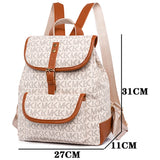 Retro Print PU Leather Backpack - Anti Theft & Water Repellent