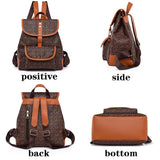 Retro Print PU Leather Backpack - Anti Theft & Water Repellent