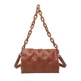 Retro Pu Solid Ladies Shoulder Bag Large Capacity Soft Leather Chain Bag
