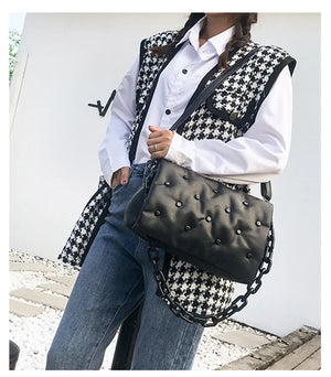 Retro Pu Solid Ladies Shoulder Bag Large Capacity Soft Leather Chain Bag