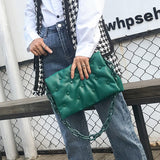 Retro Pu Solid Ladies Shoulder Bag Large Capacity Soft Leather Chain Bag