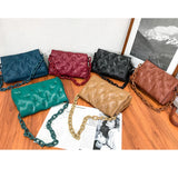 Retro Pu Solid Ladies Shoulder Bag Large Capacity Soft Leather Chain Bag