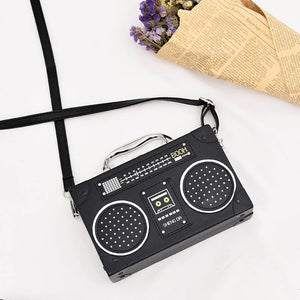 Retro Radio Box Shoulder Bag Crossbody Purse