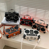 Retro Radio Box Shoulder Bag Crossbody Purse