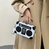 Retro Radio Box Shoulder Bag Crossbody Purse