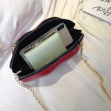 Retro Red Lips Women PVC Handbags Chain Clutch