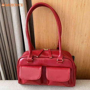 Red Women's Satchel Hobo Bag Patent Leather Handbag