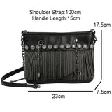 Retro Rivet Women Handbags Rock Style Tassel Crossbody Bags Chain
