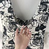 Retro Rose Floral Shoulder Bags Large Capacity Travel Canvas Underarm Shopping