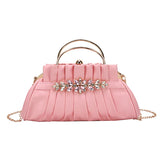 Retro Beaded Evening Bag Hand Pouch Small Shoulder Bag Metal Chain Dress Bag