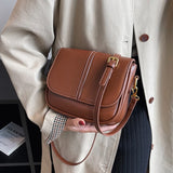 Retro Saddle Crossbody Bags For Women Small Leather Shoulder Bag
