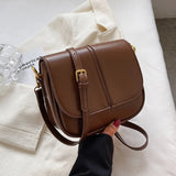 Retro Saddle Crossbody Bags For Women Small Leather Shoulder Bag