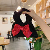 Vintage Satin Bowknot Women's Mini Wrist Bag Canvas Small Shoulder Bags