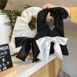 Vintage Satin Bowknot Women's Mini Wrist Bag Canvas Small Shoulder Bags