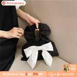 Vintage Satin Bowknot Women's Mini Wrist Bag Canvas Small Shoulder Bags