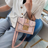 Retro Serpentine Chain Crossbody Bag for Women Square Handbag