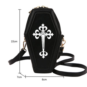 Coffin Shape Gothic Crossbody Handbag PU Leather Shoulder Messenger Bag
