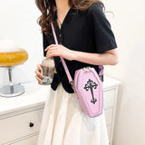 Coffin Shape Gothic Crossbody Handbag PU Leather Shoulder Messenger Bag