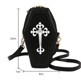 Coffin Shape Gothic Crossbody Handbag PU Leather Shoulder Messenger Bag