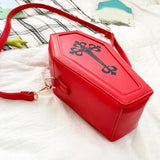 Coffin Shape Gothic Crossbody Handbag PU Leather Shoulder Messenger Bag