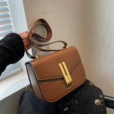 Retro Shoulder Bag For Women Handbag Briefcase Solid PU Leather Crossbody Bag