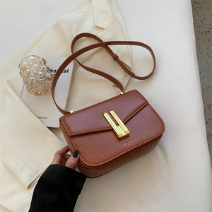 Retro Shoulder Bag For Women Handbag Briefcase Solid PU Leather Crossbody Bag