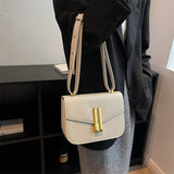 Retro Shoulder Bag For Women Handbag Briefcase Solid PU Leather Crossbody Bag
