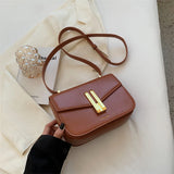 Retro Shoulder Bag For Women Handbag Briefcase Solid PU Leather Crossbody Bag