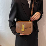 Retro Shoulder Bag For Women Handbag Briefcase Solid PU Leather Crossbody Bag
